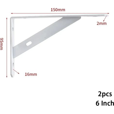 (Blanc 15 cm - FR) 2 supports d'angle triangulaires pliables et réglables pour fixation murale, support pour banc, table, étagère, meubles, support lourd (1/5)
