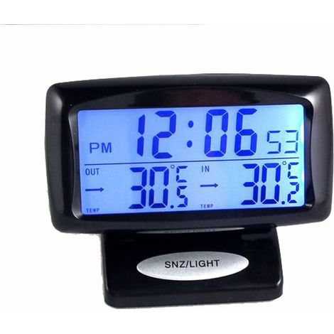 Termometro per veicoli con orologio, strumento di misurazione della temperatura, piccolo orologio digitale, orologio elettronico, orologio con display digitale, termometro per interni auto (1/5)
