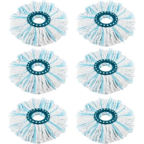 Lot de 6 têtes de rechange pour vadrouille Leifheit Clean Twist Disc Mop/Clean Twist Disc Mop Ergo, vadrouille en microfibre pour tous les sols, vadrouille double fibre capable d'absorber efficacement (1/4)