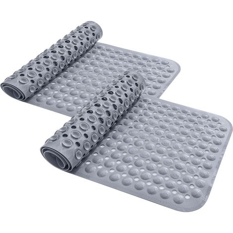 Badewannenmatte rutschfest 100x40cm, 2 Stück, Grau, BPA-frei, maschinenwaschbar (1/5)