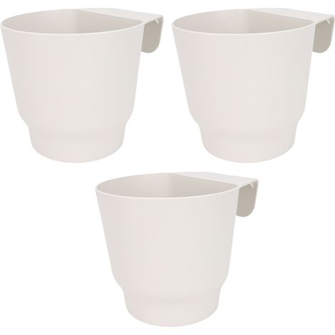 Rosvola Hängeblumentopf, effizientes Entwässerungssystem, Zaunkübel für Balkon und Garten, weißes Geländer