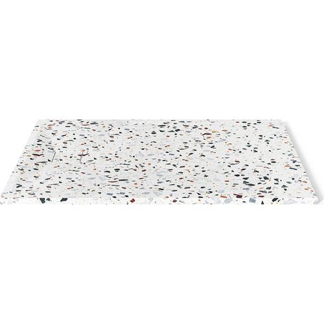 Piatto per doccia ultra sottile da appoggio o da incasso rifilabile 140 x 90 cm in Resina SMC Effetto terrazzo bianco - MIRNOSA