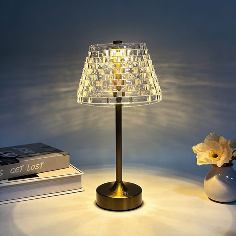 Lampe de table tactile LED, lampe de chevet, trois couleurs réglables, lampe de table en cristal,veilleuse chaude,convient aux chambres et aux bureaux (1/5)