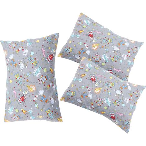 3pièces Taie Oreiller Coton Doux Motif Robot Mignon pour Tout-Petits Lot de Taies Oreiller pour Dormir (1/5)