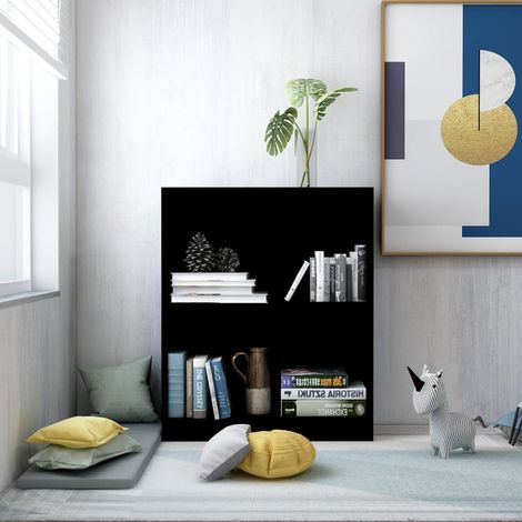 Bibliothèque Meuble de Rangement Meuble Étagère Noir 60x24x74,5 cm Bois d'ingénierie 24101 (1/5)