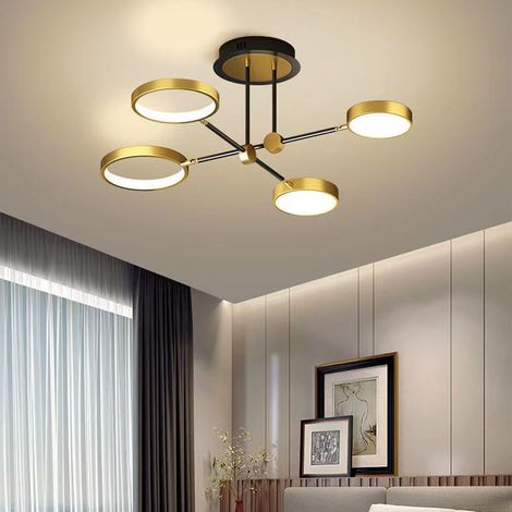Lustre moderne à 4 têtes avec télécommande, plafonnier LED 48 W à intensité variable, suspension LED, 3 températures de couleur, 75 cm (1/5)