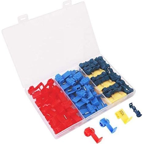 70Pcs Cosse Rapide Electrique Connecteur Kit, Connecteur Dérivation Rapide, Verrouillage Connecteurs, Raccords Auto-Dénudants, 20×Rouge, 20×Bleu, 6×Jaune, 24×Bleu clair (1/5)