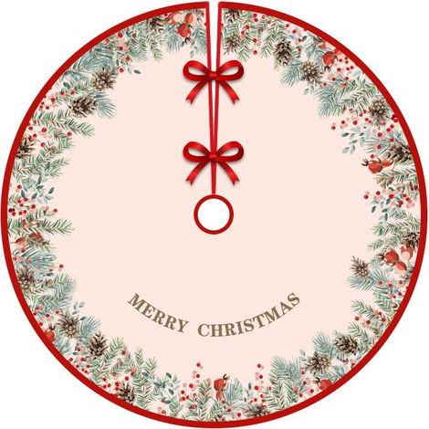 Jupe de sapin de Noël de 120 cm de diamètre, tabliers de fond pour sapin de Noël, décoration de sapin de Noël, décoration d'intérieur (Style 15) (1/5)