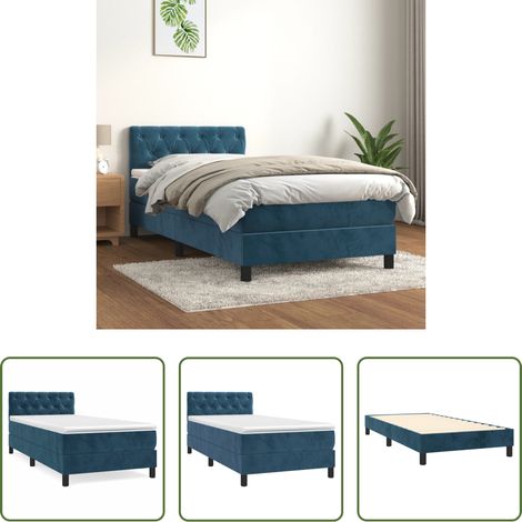 Samtbett - Boxspringbett mit Matratze Dunkelblau 80x200 cm Samt (1/5)