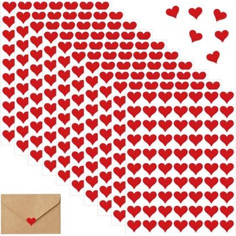 600 pièces Autocollants en Forme de Cœur, Autocollants Cœur D'amour, Étiquettes en Papier en Forme de Coeur, pour les Cotillons Sceaux d'invitation Emballage Cadeau Boîtes et Sacs (rouge) (1/5)