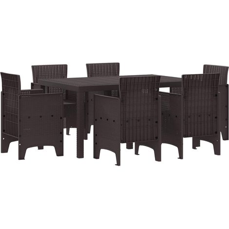 Garten Essgruppe 7 pcs Braun Polt Rattan (1/4)