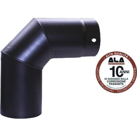 Codo para estufas de leña 90° Ø15 cm – acero esmaltado negro mate – A.L.A.