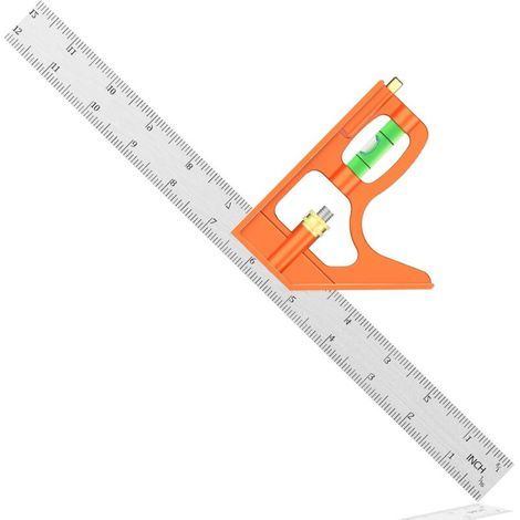 Équerre combinée 300 mm en acier inoxydable - Équerre de menuiserie réglable à 45/90 degrés avec niveau à bulle - Outil de mesure pour ingénieur/menuisier/travail du bois (1/5)