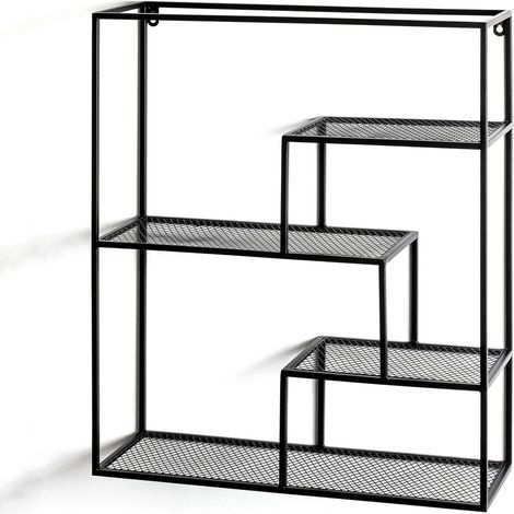 étagère Murale Noir, métal - Dim.: L 50 cm x H 60 cm x P 18 cm, Style: Modern (1/5)