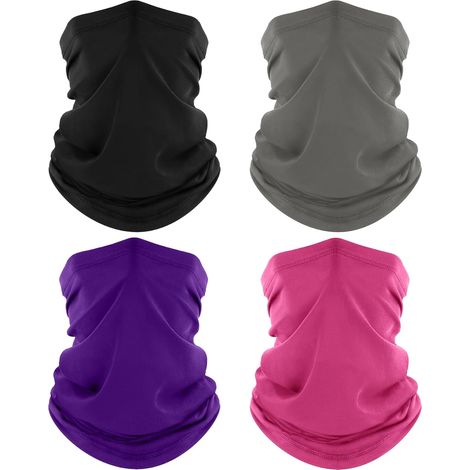 4 Pièces Cache-Cou, Tour de Cou Respirant Anti-UV Séchage Rapide, Bandana Multifonction pour Moto, Cyclisme, Homme et Femme (1/5)