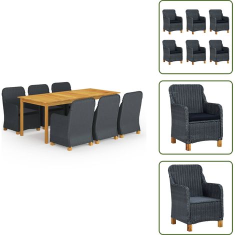 Cuscini da giardino - vidaXL Set da Pranzo da Giardino 7 pz Grigio Scuro - Tavolo in legno
