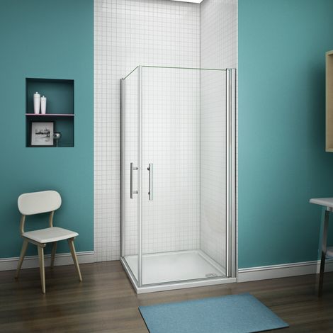 Porte pivotante100x100x187cm porte de douche paroi de douche cabine de douche verre anticalcaire (1/5)