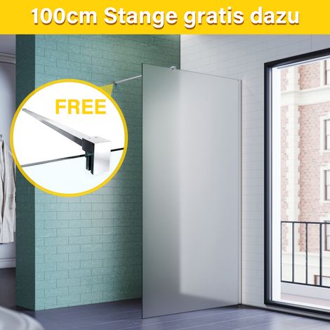 SONNI Walk In Duschwände mit Stabilisator aus 8 mm Vollsatiniert Glas inkl. Nanobeschichtung 120x200 cm (1/5)