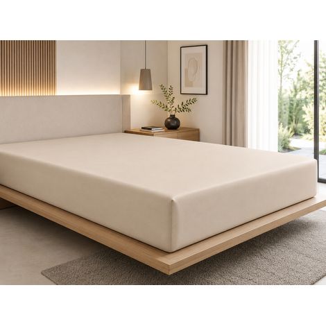 Drap-Housse 180 x 200 cm Prestige Sable – Satin de Coton Peigné 120 fils/cm² – Bonnet 30 cm (1/4)