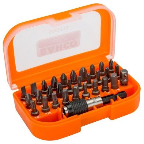 JUEGO DE 31 PUNTAS 1/4" PARA TORNILLOS RANURADOS, PHILLIPS, POZIDRIV, TORX - BAHCO
