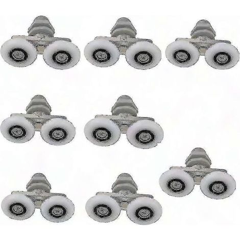Roulettes de Porte de Douche à Double Roue, Lot de 8 Pièces, Remplacement pour Portes Coulissantes, Accessoires de Salle de Bain (1/4)