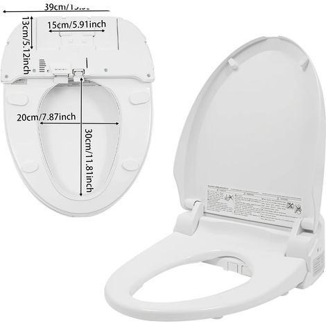 Siège de toilette bidet, siège chauffant, modes de nettoyage multiples, BLANC, Prise EU (1/2)