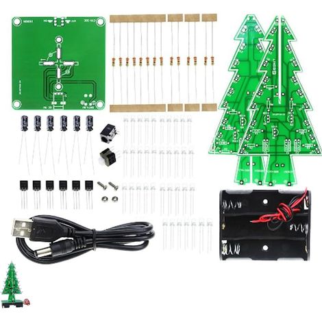 Kit Circuito Electrónico Diy Árbol De Navidad Led Estéreo 7 Colores (1/5)