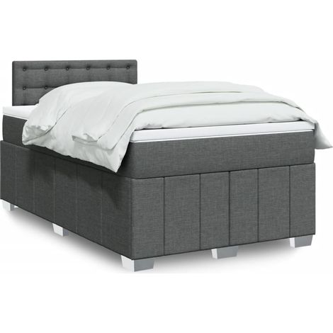 vidaXL Giroletto a Molle con Materasso Grigio Scuro 120x190cm Tessuto