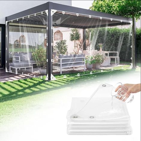 Bache de Protection Exterieur - Bache Transparente Exterieur PVC Résistant, Bâche Résistante au vent épaisseur 400 g/m², Résistant au gel Bâche imperméable jardin (1.5x3m) (1/5)