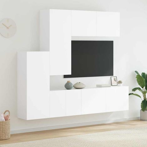 vidaXL 5 Piece TV Wall Units White Engineered Wood (1/5)