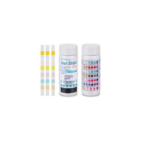 Kit de 100 bandas de prueba 7 en 1 para piscina – Analiza pH, cloro, bromo, duración en 15 segundos – Para spa y acuario - 7 en 1