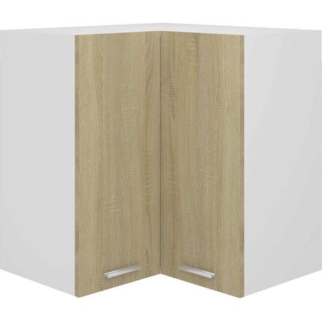Armoire de cuisine d'angle suspendue - Meuble de rangement Style Contemporain Chêne sonoma 57x57x60 cm Aggloméré BV428538 - BonneVie (1/5)
