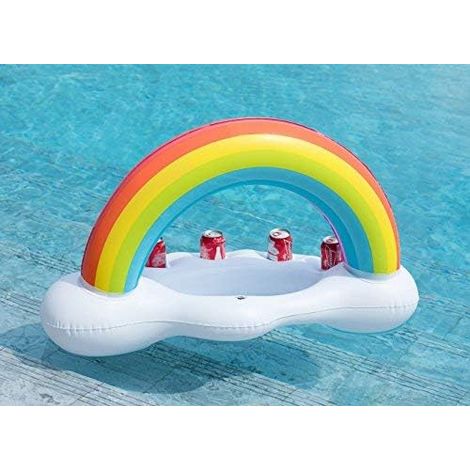 Bar Flottant Gonflable - Bac à Glace avec Porte-Gobelets pour Piscine ou Spa - Design Circulaire Anti-Dérapage - 1 Pièce