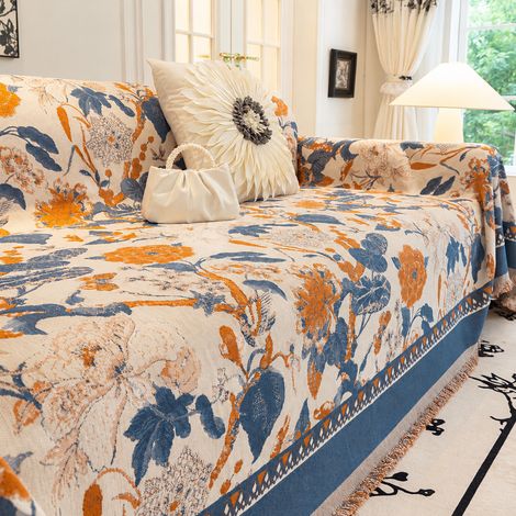 Jeté de canapé chenille Romanti - Orange 180 x 200 cm adapté pour grand fauteuil 1 place 50 × 40 × 8 cm 3 kg – Livraison gratuite