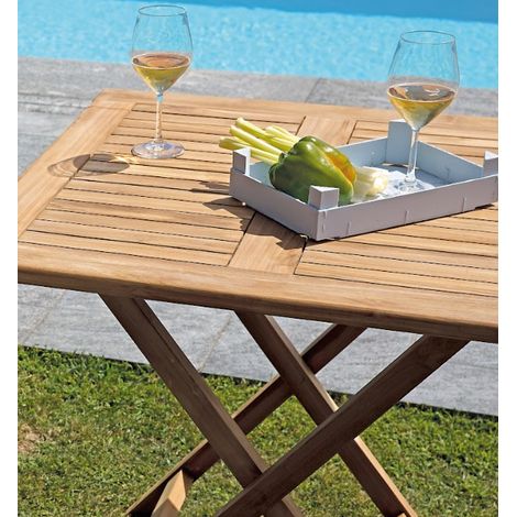 Tavolo pieghevole quadrato in teak 80x80 cm MALIGI HOME MG/VIENNA Legno Teak (1/5)