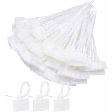 Attache Cable Electrique 250Pcs Cable Management avec Etiquette Serre Cable Plastique Blanc Etiquette Cable Ties Cable Pour L'école Jardin Bureau Mur Voiture