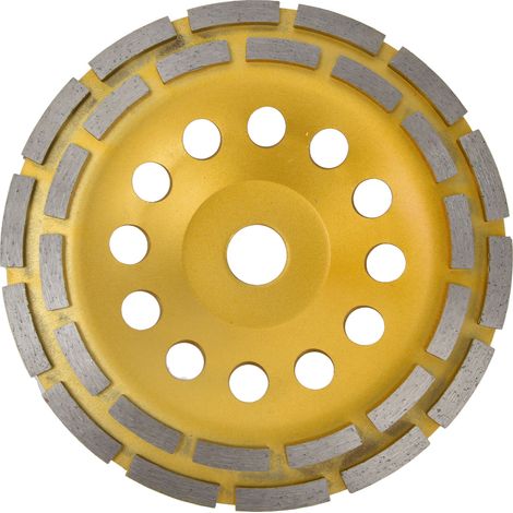 Les meules diamantées en forme de coupelle avec double rangée de disques de meulage pour béton conviennent au granit et au marbre jusqu'à 180 mm de diamètre. (1/5)