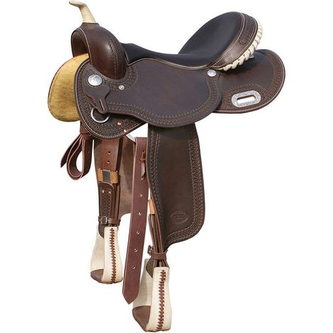 15,5", Cognac: Sella western da Barrel in cuoio ingrassato con arcione in ralide 5020
