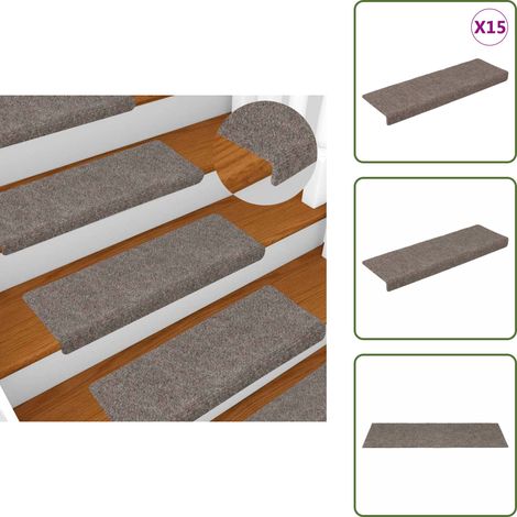 Treppenmatten 15 Stk. Nadelvlies 65x21x4 cm Creme - Treppenmatten - Treppensicherheitsmatten - Trittschutz - Nadelvlies - Cremefarbene Treppenläufer (1/5)