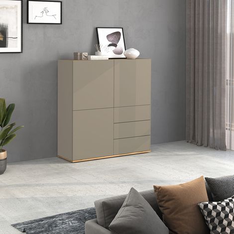 Buffet haut moderne taupe/chêne wotan Grana (1/5)