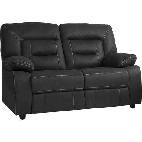 Canapé 2 places relax électrique tissu aspect peau anthracite - ORTOLIS (1/5)