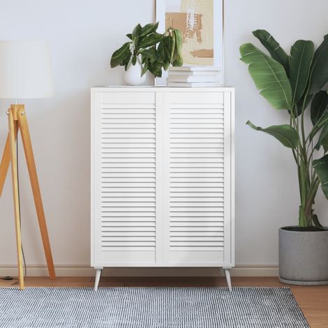 Portes d'armoire à lattes, lot de 2, blanches, 99,3 x 39,4 cm, en bois massif
