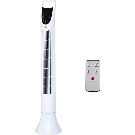 Ventilateur colonne oscillant silencieux 40W télécommande tactile 3 vitesses blanc 91,5cm