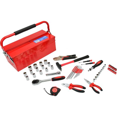 Caja de herramientas con equipo de 64 piezas, caja metálica (2) (1/5)