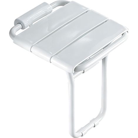 Siège de douche mural rabattable, charge maximale 150kg, assise ABS moulé, structure aluminium laqué antirouille pour salle de bain (1/5)