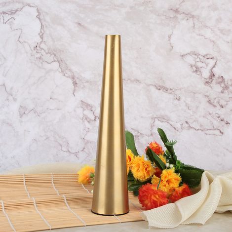 Vase de bureau conique en métal, porte-roses, tasse, objet de décoration pour salon ou bureau. (1/5)