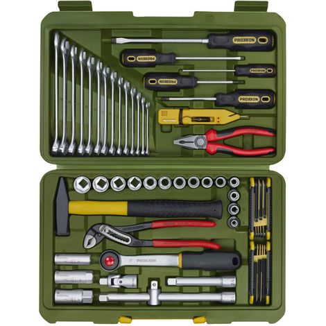 Proxxon – Coffret multi-outils 47 pièces – Clés mixtes 6-19 mm – Douilles 8-24 mm – Cliquet réversible – Pince Knipex 240 mm (1/10)