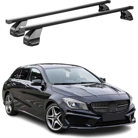 OMAC Dachträger Querträger Stahl für Mercedes CLA X117 2015-2019 – Abschließbar – City-Crash-getestet – DIN 75302:2019 – ISO/PAS 11154:2006 – Max. 75 kg Schwarz (1/5)