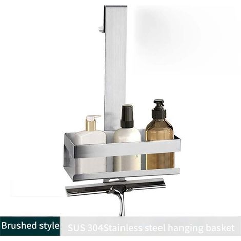 Organisateur Suspendu Inox Multifonction 304 - Étagère Monocouche Argentée Douche pour Unité Rangement Salle de Bain (1/5)