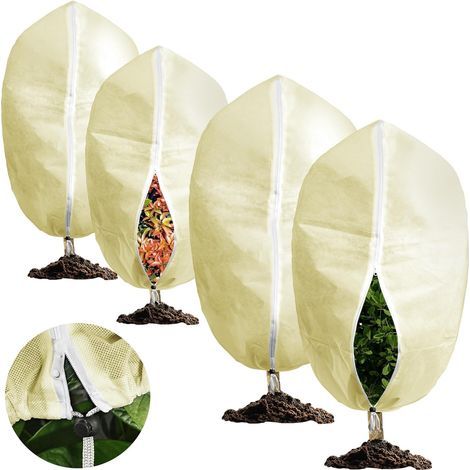 Pack of 4 Winter Covers, Zipper Closure, Drawstring, 70g/m² Non-woven Fabric, Garden Balcony (1/5)